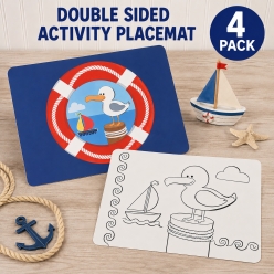 Nautical Double-Sided Activity Placemats - 4pcs