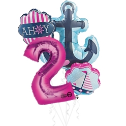 Nautical Girl Age 2 Giant Balloon Bouquet