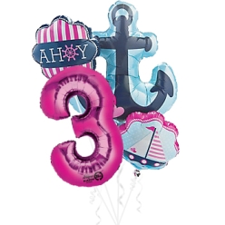 Nautical Girl Age 3 Giant Balloon Bouquet