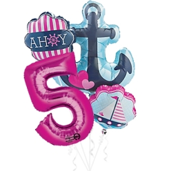 Nautical Girl Age 5 Giant Balloon Bouquet