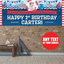 Nautical Boy PHOTO PERSONALIZED Giant Vinyl Keepsake Banner