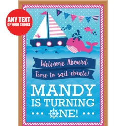 Nautical Girl 1st PERSONALIZED Giant Vinyl Keepsake Door Sign