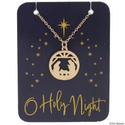 Goldtone Nativity Necklaces with O Holy Night Card-6Pk