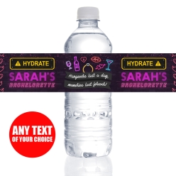 Neon Bachelorette PERSONALIZED VINYL Bottle Labels - 10 PK