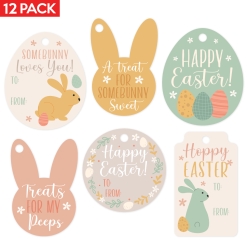 30% OFF: Neutral Boho Easter Large Shaped Tags 12PK