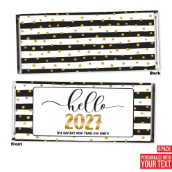 Personalized Hello 2027 Candy Bar Sticker Labels - 6 Pk