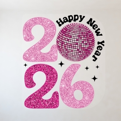 2026 New Year Black & Pink Vinyl Wall Decal