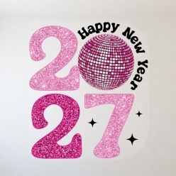 2027 New Year Black & Pink Vinyl Wall Decal