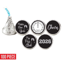 New Year's Eve Clock Hershey Kisses Stickers-100Pk