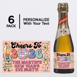 Retro NYE Personalized Mini Champagne Labels 6pk