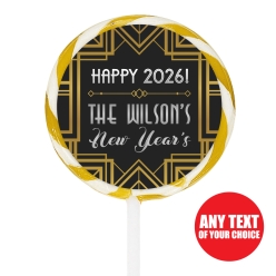 Roaring 20's New Year's PERSONALIZED Lollipops - 12 Pk