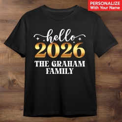 Hello 2026 PERSONALIZED Black T-shirt