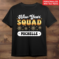 New Years Squad Personalized Black T-shirt