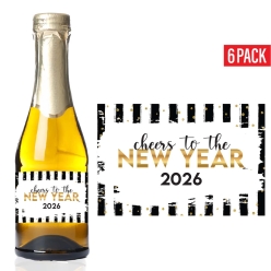Cheers to the New Year Mini Champagne Bottle Labels 6PK
