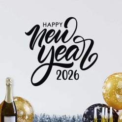 Happy New Year 2026 Black Vinyl Wall Decal