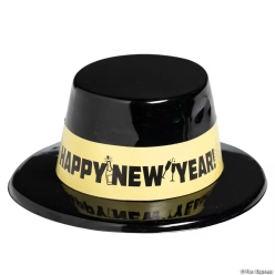 New Year's Eve Black & Gold Top Hats-12Pk