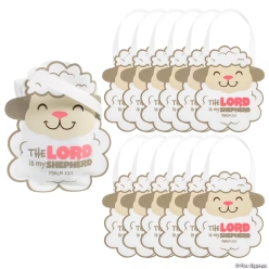 The Lord is My Shepherd Lamb-Shape Tote Bags-12Pk