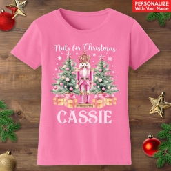Watercolour Nutcracker Christmas Custom Pink Tshirt