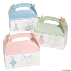 Once Upon a Snowfall Religious Cardstock Treat Boxes-12Pk