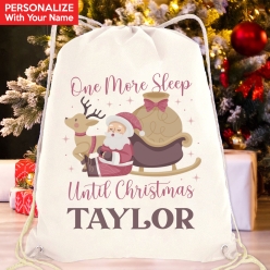 60% OFF: One More Sleep Personalized Drawstring Backpack