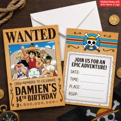 One Piece PERSONALIZED Invitations - 8 Pk