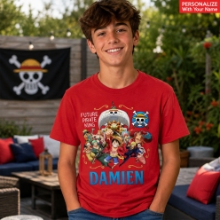 One Piece Personalized Name Red Shirt