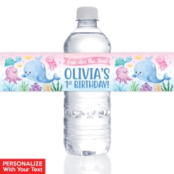 One-der the Sea PERSONALIZED VINYL Bottle Labels - 10 PK
