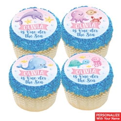 One-der the Sea Personalized Cupcake Icing Toppers 12pk