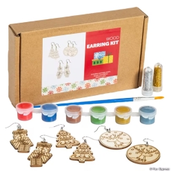 Fireside Folk Paint Your Own Christmas Wooden Earrings Craft Kit