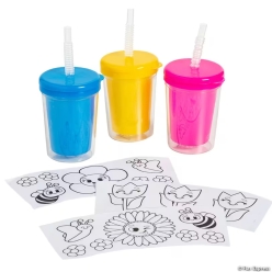 Garden Gang CYO Plastic Cups with Lids & Straws-12Pk