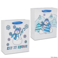 Colour Your Own Snowman Christmas Gift Bags-10Pk