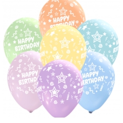 Happy Birthday & Stars Pastel 12