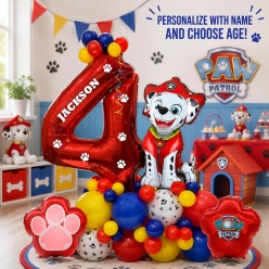 Paw Patrol Marshall 6 FT Airfill Personalized Age Balloon Column