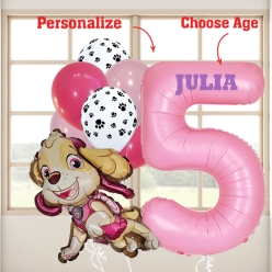 Paw Patrol Sky PERSONALIZED Name & Age Balloon Bouquet