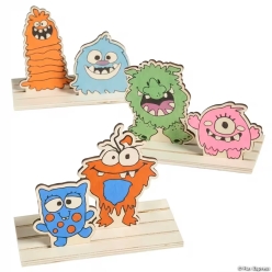 Monster Mayhem Wooden Stand-Up Craft Kit-3Pk