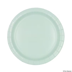 Mint Green Round Paper Dessert Plates-24Pk