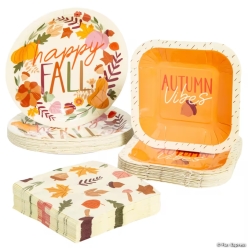 Fall Themed Harvest Party Tableware Set for 24 Guests