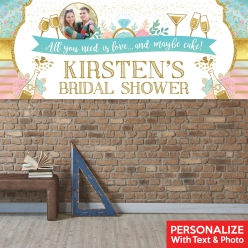 Pastel Bridal Shower PERSONALIZED Photo Vinyl Keepsake Banner