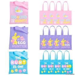 Pastel Easter Egg Hunt Tote Bags - 12Pk