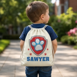 Paw Patrol Red Badge Personalized Drawstring Backpack