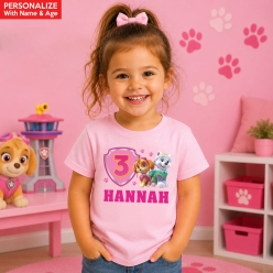 Paw Patrol Skye & Everest Personalized Pink T-Shirt