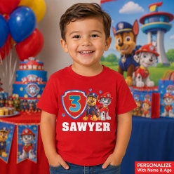 Paw Patrol Chase & Marshall Personalized Red T-Shirt