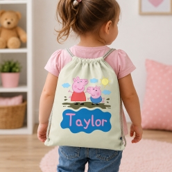 Peppa & George Personalized Drawstring Backpack
