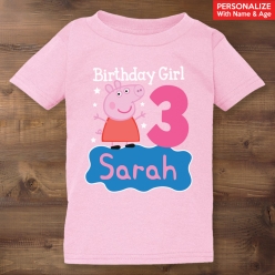 55% OFF: Peppa Birthday Personalized Name & Age Pink T-shirt