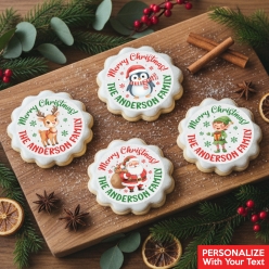 Cute Christmas Personalized Cookie/Cupcake Icing Toppers 12pk