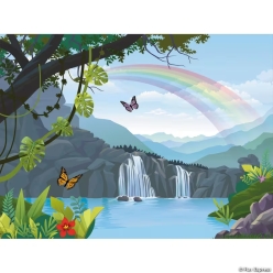 Rainforest VBS Waterfall & Rainbow 8FT x 6FT Backdrop