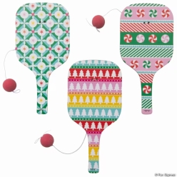 Sugar Rush Christmas Wood Pickleball Paddleball Games-12Pk