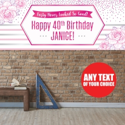 Pink Glitz 40th PERSONALIZED Giant Vinyl Keepsake Banner