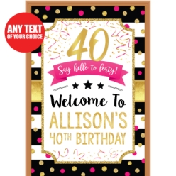 40th Bday Pink Gold PERSONALIZED Giant Vinyl Keepsake Door Sign