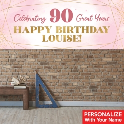 90th Bday Pink Watercolour PERSONALIZED Giant Vinyl Banner